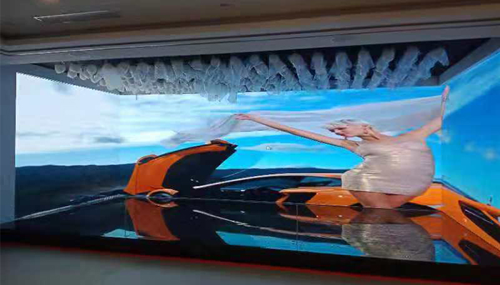 江門某大公司的展廳P5P4P3LED全彩顯示屏同時安裝完畢